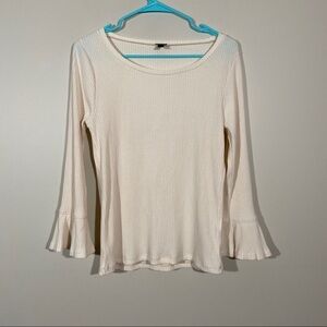 J Crew Ribbed Bell Sleeve Blouse M